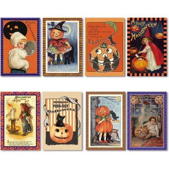 24 Pcs Vintage Halloween Greeting Cards With Envelopes and Stickers, 4 X 6" - Picture 1 of 7